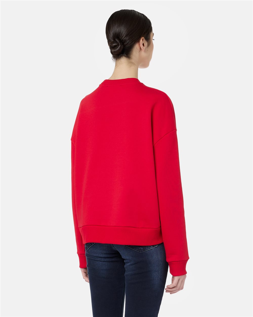 Red crewneck sweater in fleece with tonal vintage logo - Iceberg - Official Website