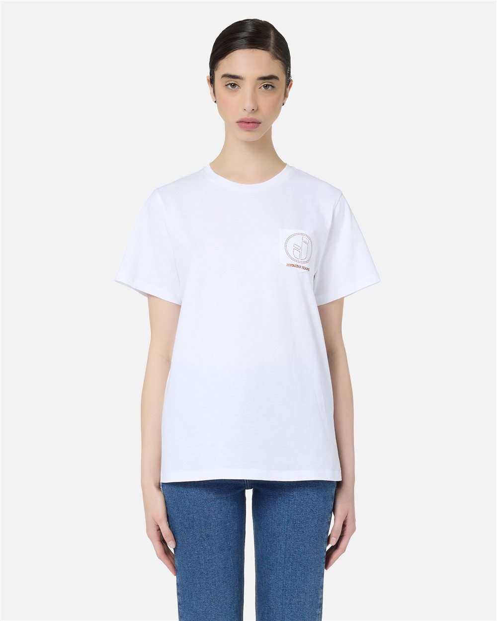 Optical white T-shirt with pocket and embroidered IJ logo - Iceberg - Official Website