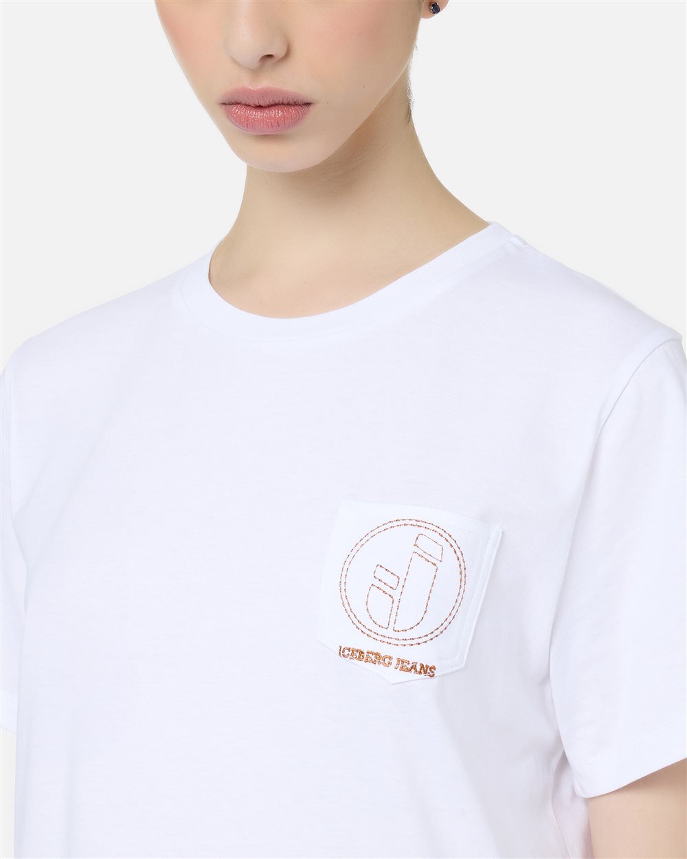 Optical white T-shirt with pocket and embroidered IJ logo - Iceberg - Official Website