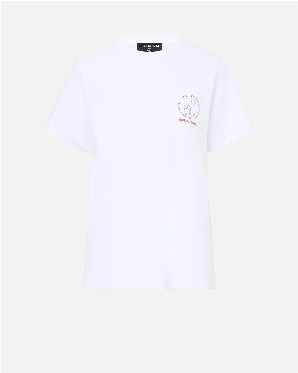 Optical white T-shirt with pocket and embroidered IJ logo - Iceberg - Official Website