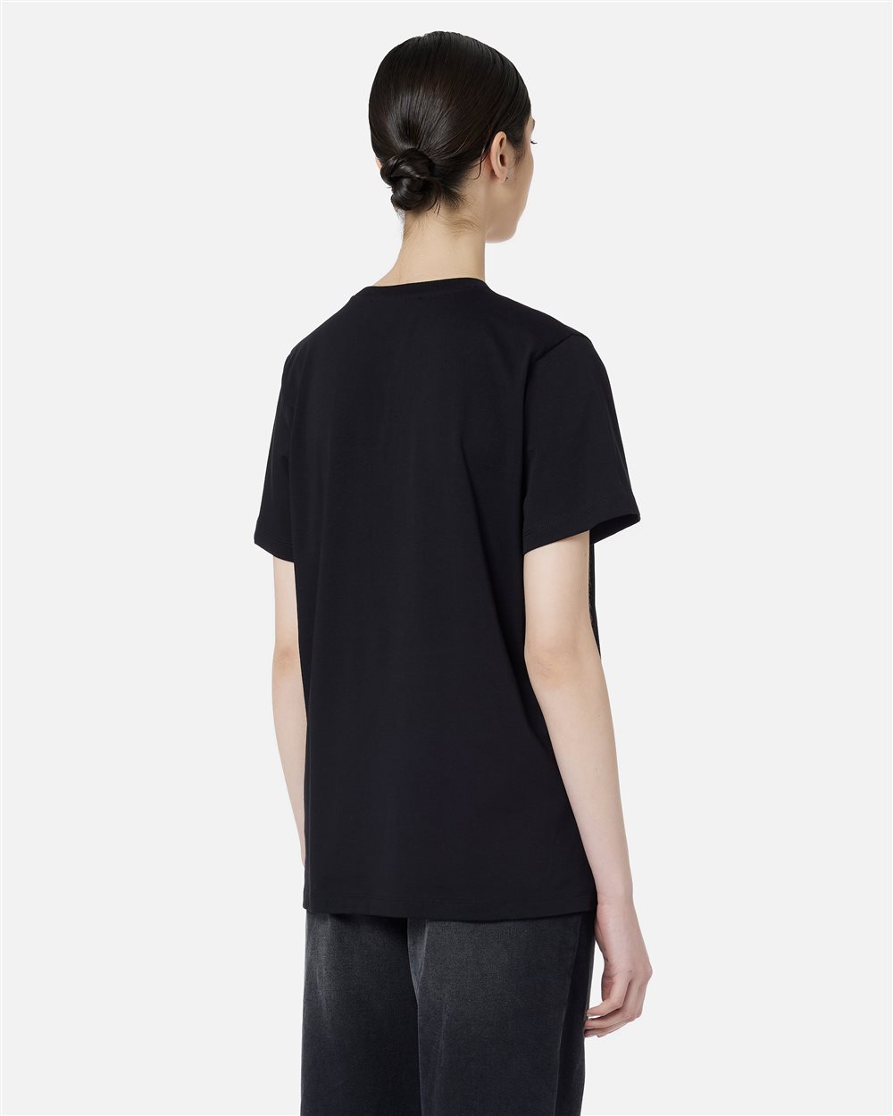 Regular-fit black T-shirt with denim teddy bear and shiny Iceberg logo - Iceberg - Official Website