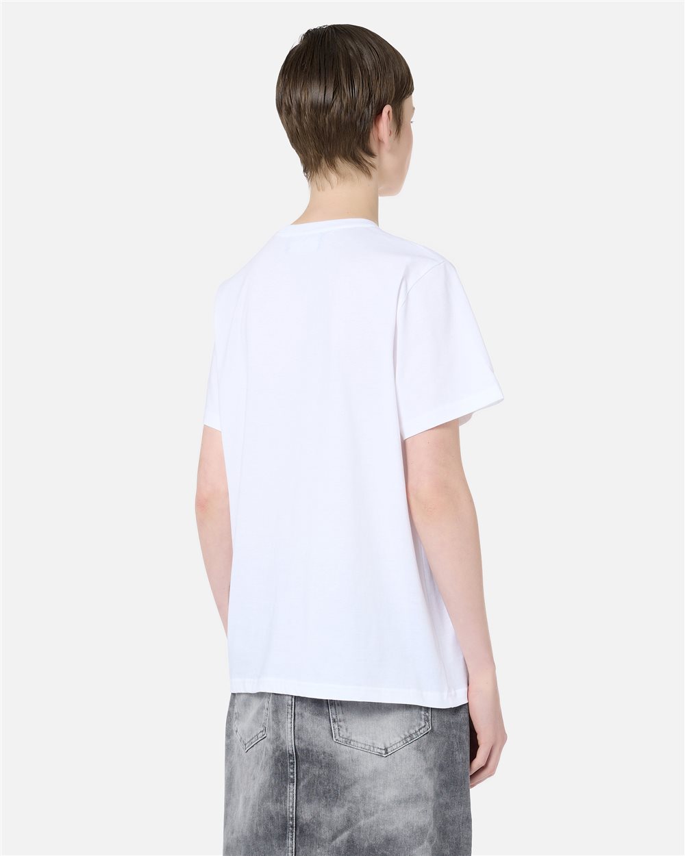 Regular Fit T-shirt in Optical White Cotton Jersey with Smile Print and Iceberg Logo Metal Details - Iceberg - Official Website