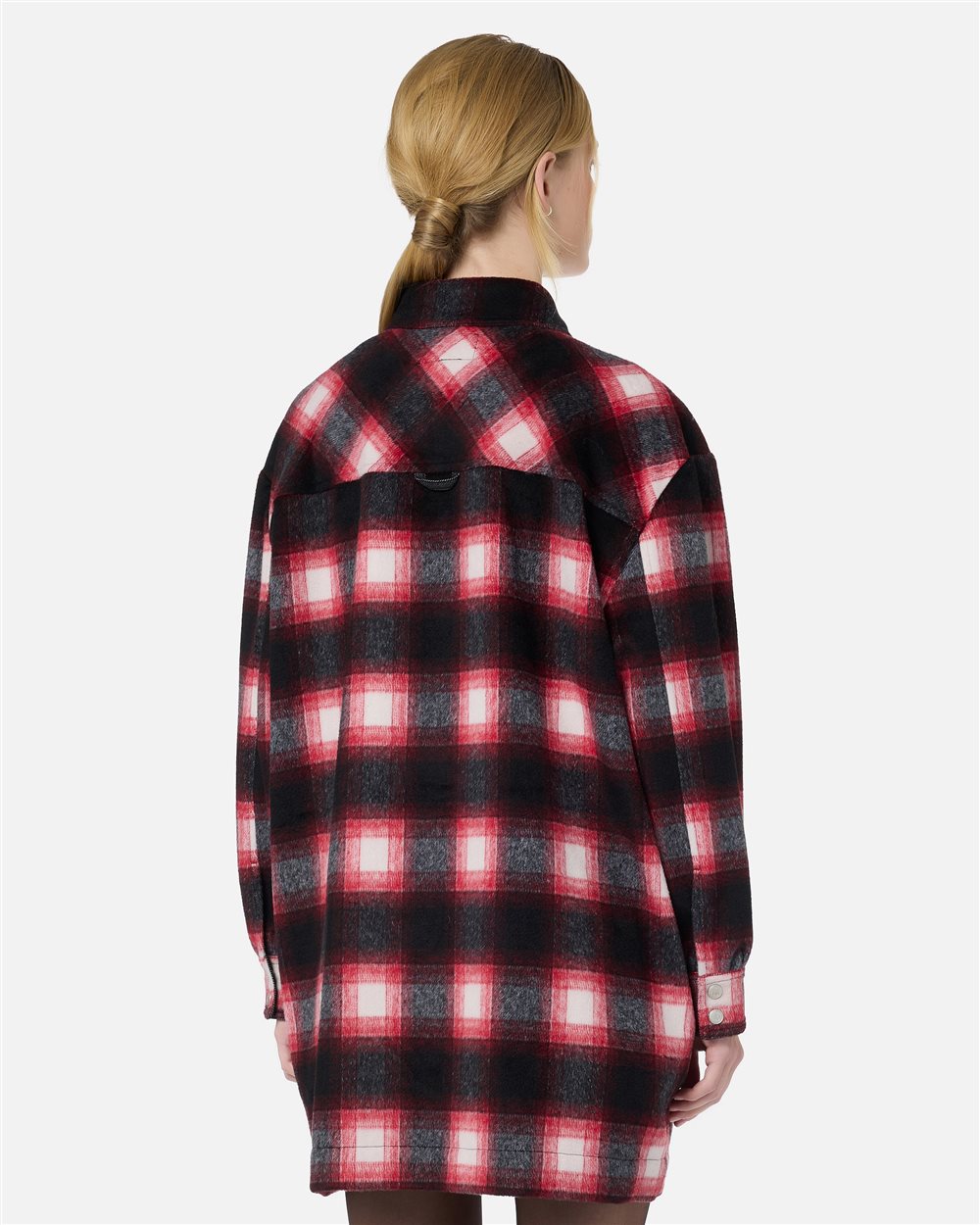 Red and black check overshirt with denim details and Iceberg logo buttons - Iceberg - Official Website