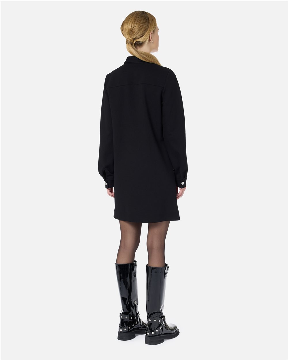 Black polo-fit minidress in stretch Milano stitch with Iceberg logo details - Iceberg - Official Website