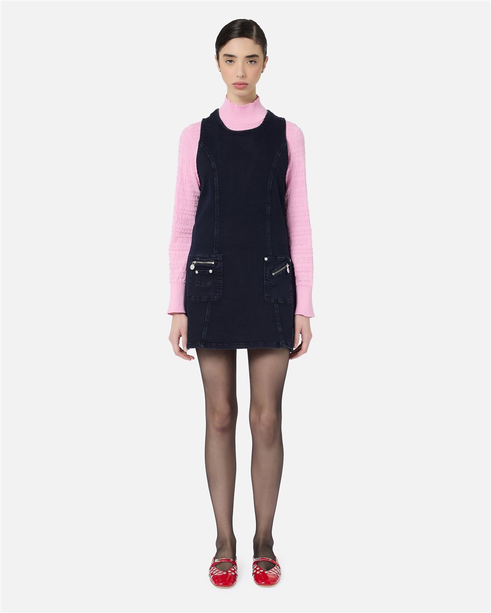 Sleeveless mini dress in indigo stretch denim - Iceberg - Official Website