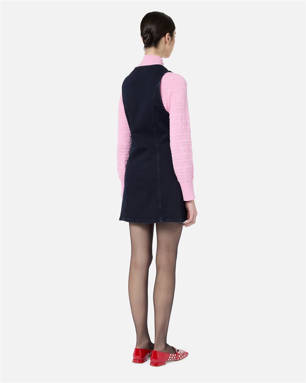 Sleeveless mini dress in indigo stretch denim - Iceberg - Official Website