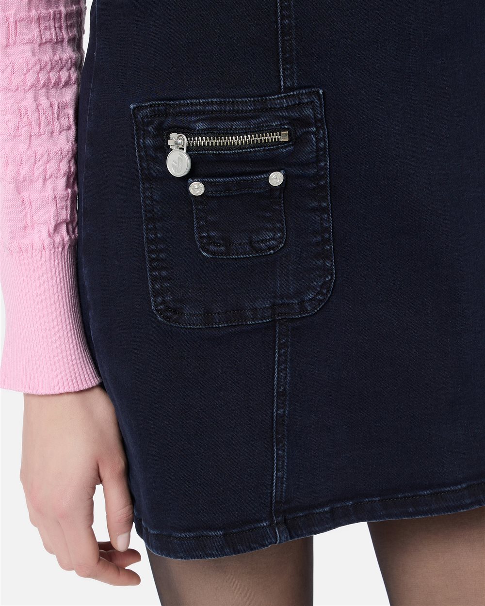 Sleeveless mini dress in indigo stretch denim - Iceberg - Official Website