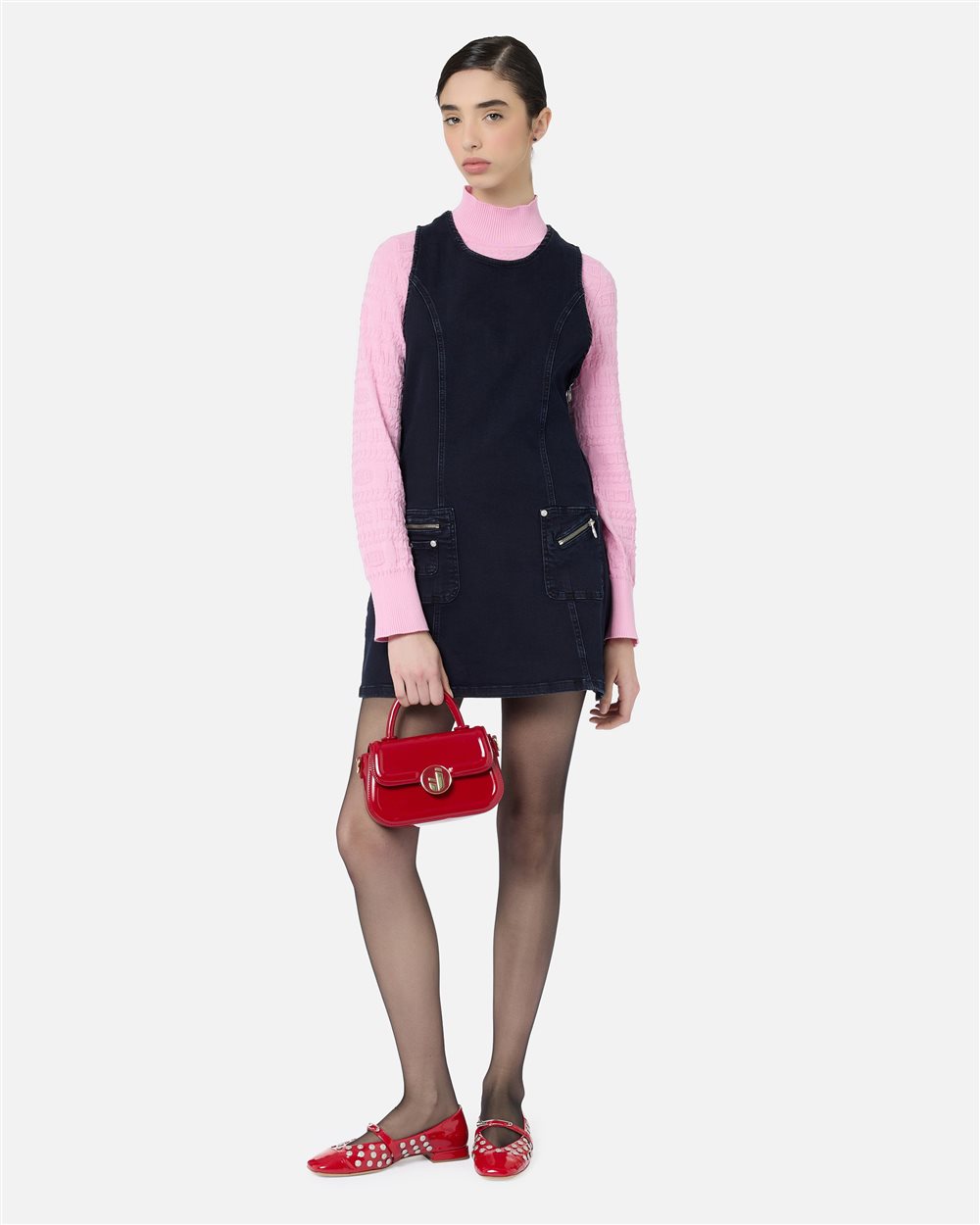 Sleeveless mini dress in indigo stretch denim - Iceberg - Official Website