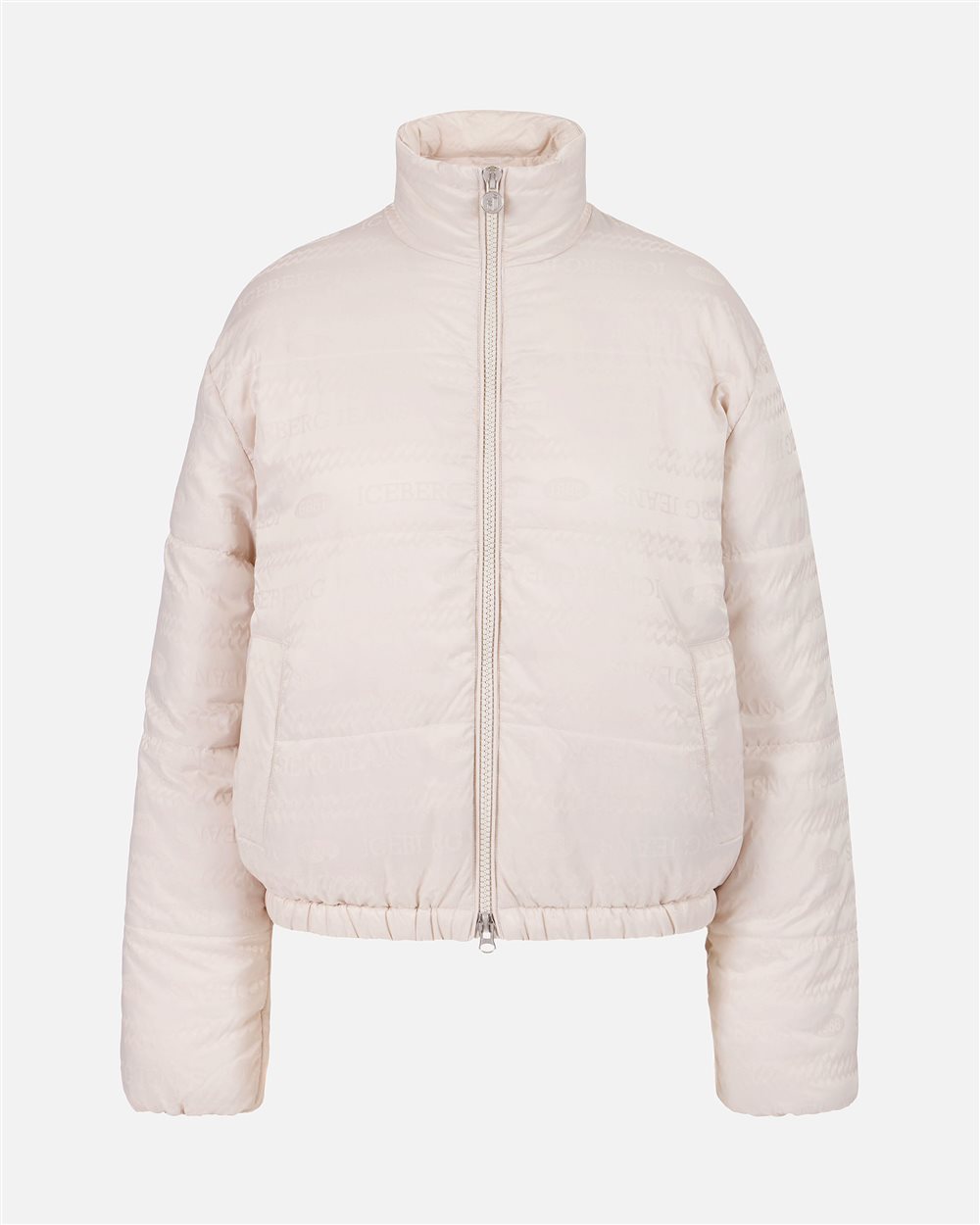 Mini-fit white nylon jacquard jacket with 1986 logo and Iceberg eco-down padding - Iceberg - Official Website