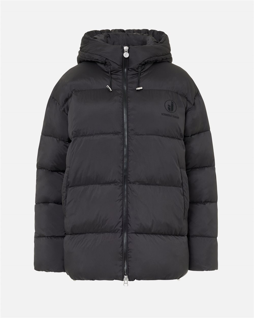 Black midi-fit jacket in peach-touch polyester - Iceberg - Official Website