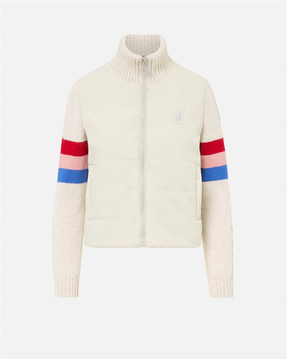 Ivory mini-fit jacket with striped sleeves and Iceberg logo - Iceberg - Official Website