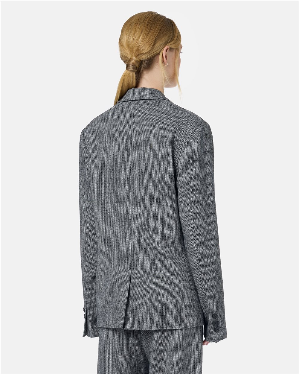 Single-breasted jacket in wool blend herringbone with black and white stripes - Iceberg - Official Website