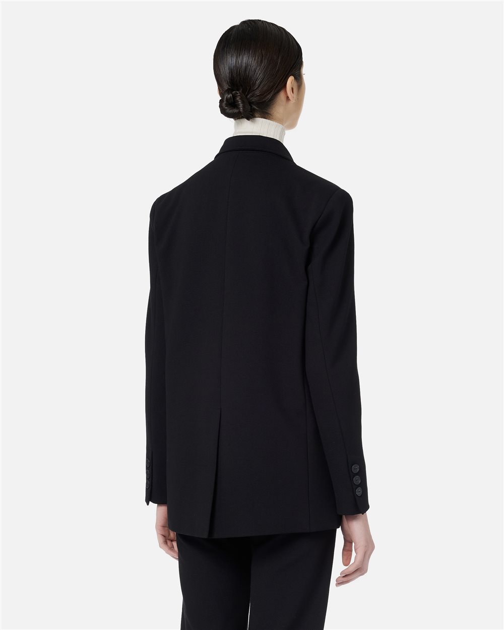 Black double-breasted jacket in stretch Milano stitch with logo buttons and Iceberg logo - Iceberg - Official Website