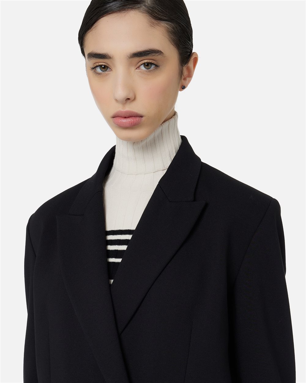 Black double-breasted jacket in stretch Milano stitch with logo buttons and Iceberg logo - Iceberg - Official Website