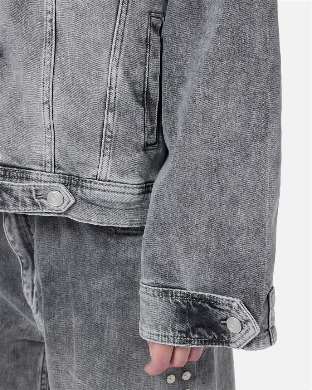 Acid wash grey denim jacket with riveted logo details - Iceberg - Official Website