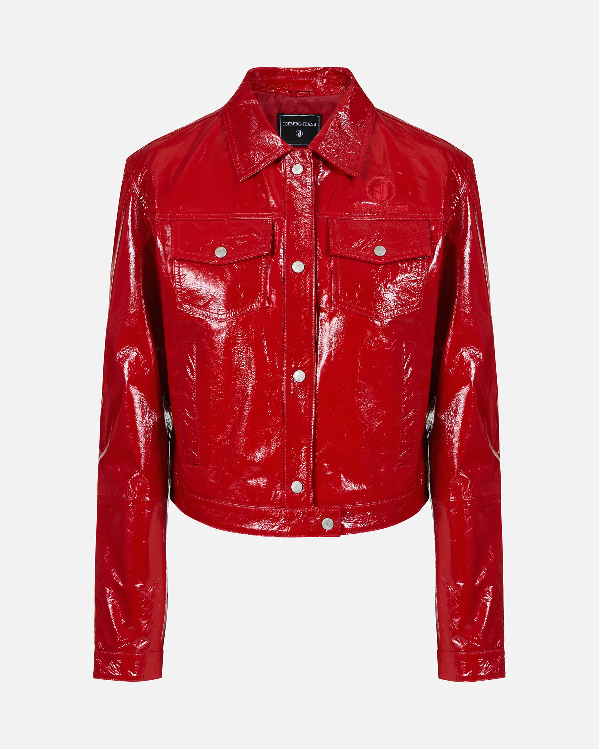 5-pocket jacket in lambskin with patent effect red - Iceberg - Official Website