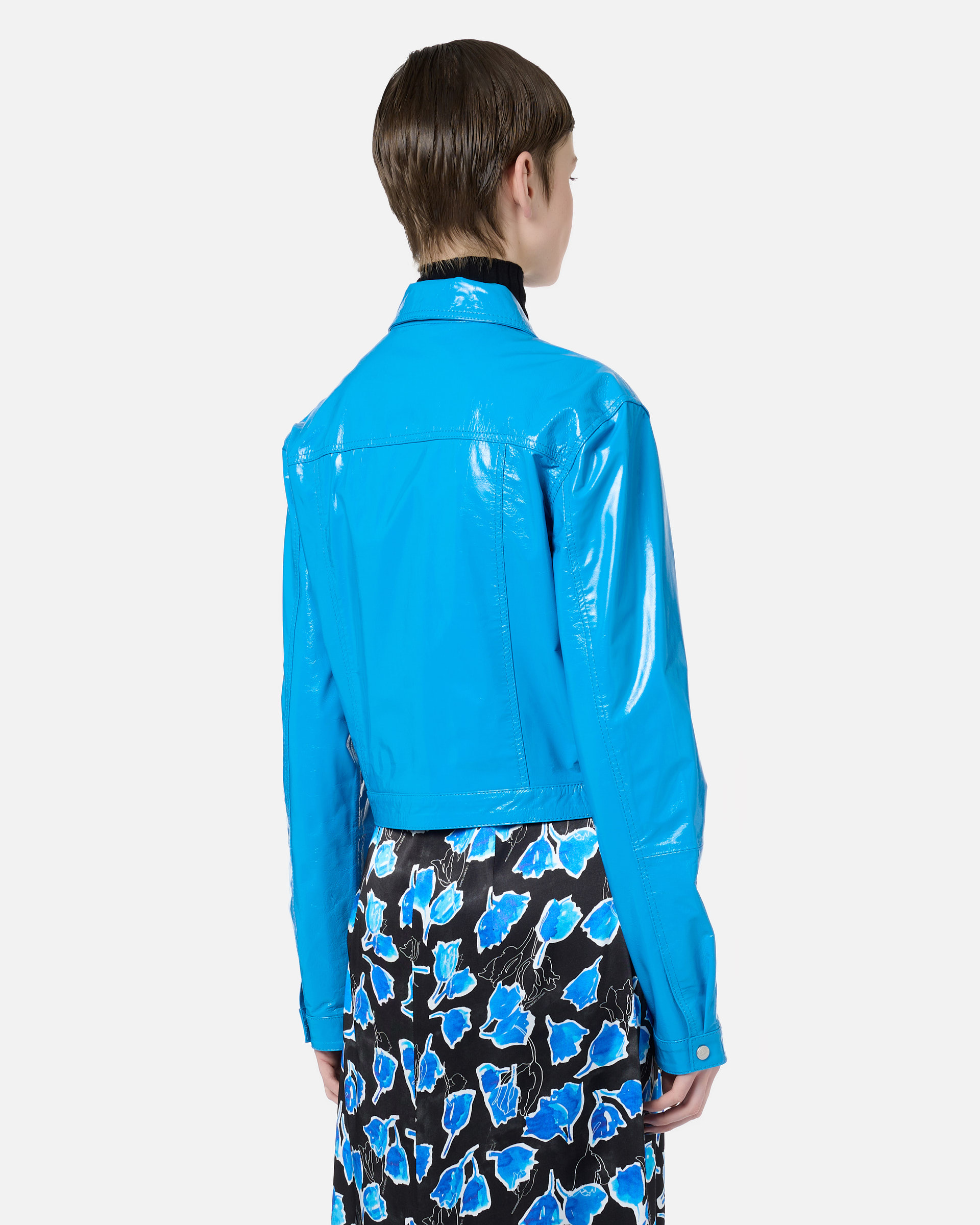 5-pocket jacket in bluette patent leather effect lambskin - Iceberg - Official Website