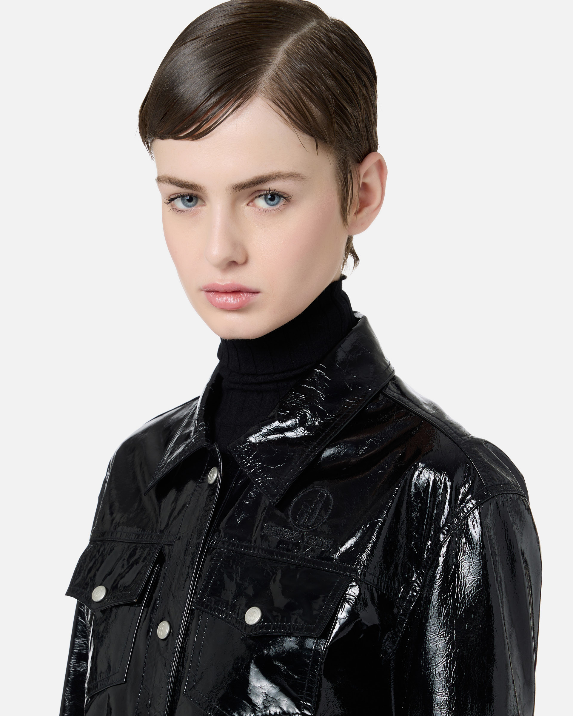 5-pocket jacket in black patent leather effect lambskin - Iceberg - Official Website