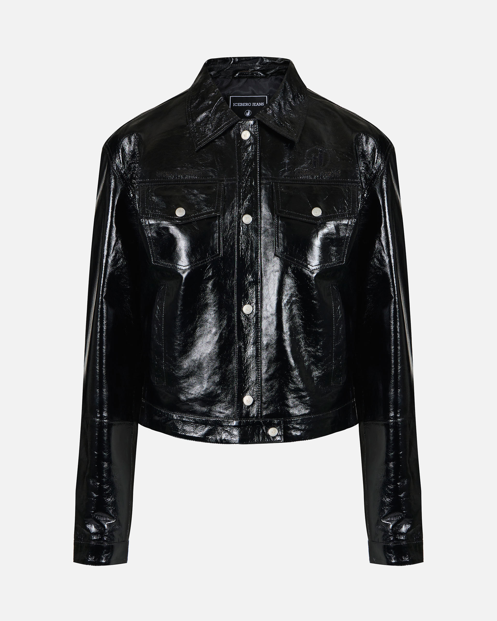 5-pocket jacket in black patent leather effect lambskin - Iceberg - Official Website