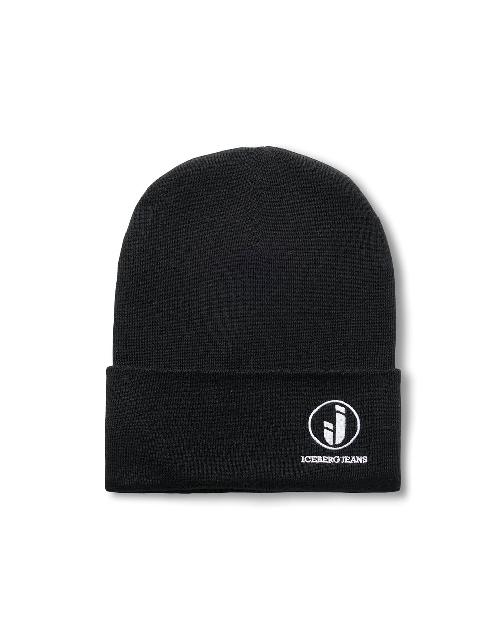 Black beanie fit in wool blend knit - Iceberg - Official Website