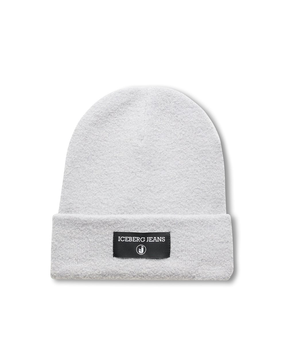 Heathered gray bouclé wool beanie with Iceberg logo label - Iceberg - Official Website