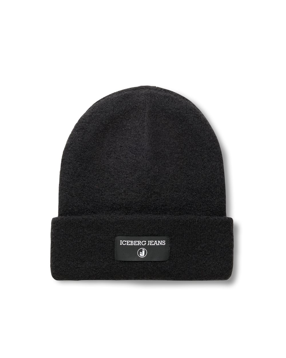 Black bouclé wool beanie with Iceberg logo label - Iceberg - Official Website