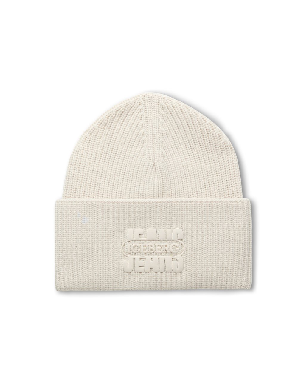 Ivory beanie fit in wool cashmere blend knit - Iceberg - Official Website