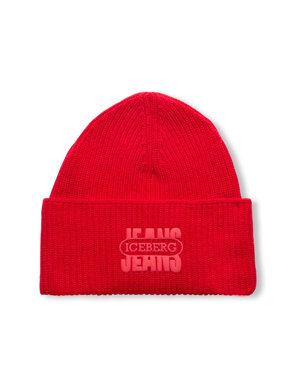 Red beanie fit hat in wool cashmere blend knit - Iceberg - Official Website
