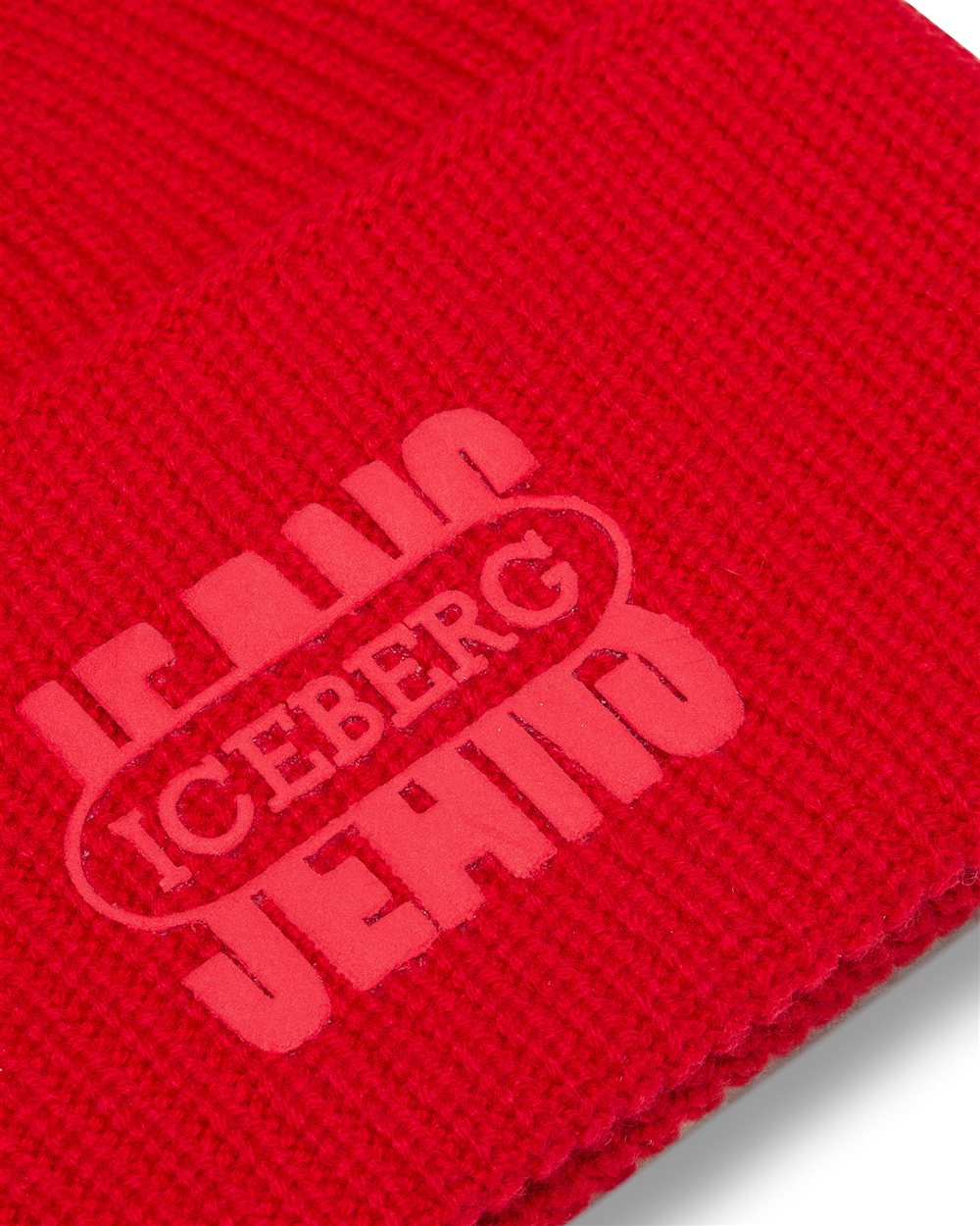 Red beanie fit hat in wool cashmere blend knit - Iceberg - Official Website