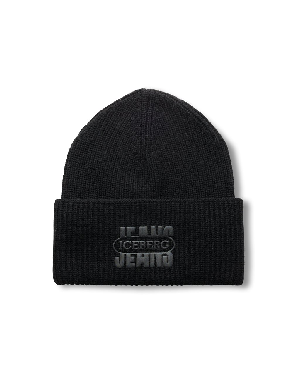 Black beanie fit hat in wool cashmere blend knit - Iceberg - Official Website