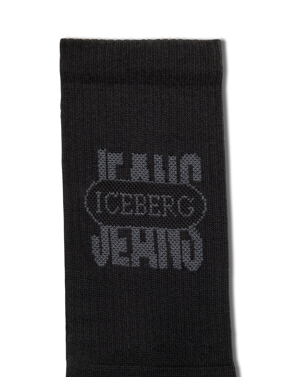Black cotton terry sock with vintage logo inlay - Iceberg - Official Website