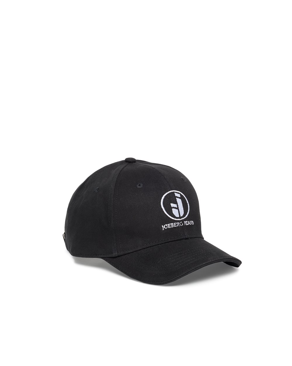 Black Cotton Gabardine Baseball Cap with IJ Logo Embroidery - Iceberg - Official Website