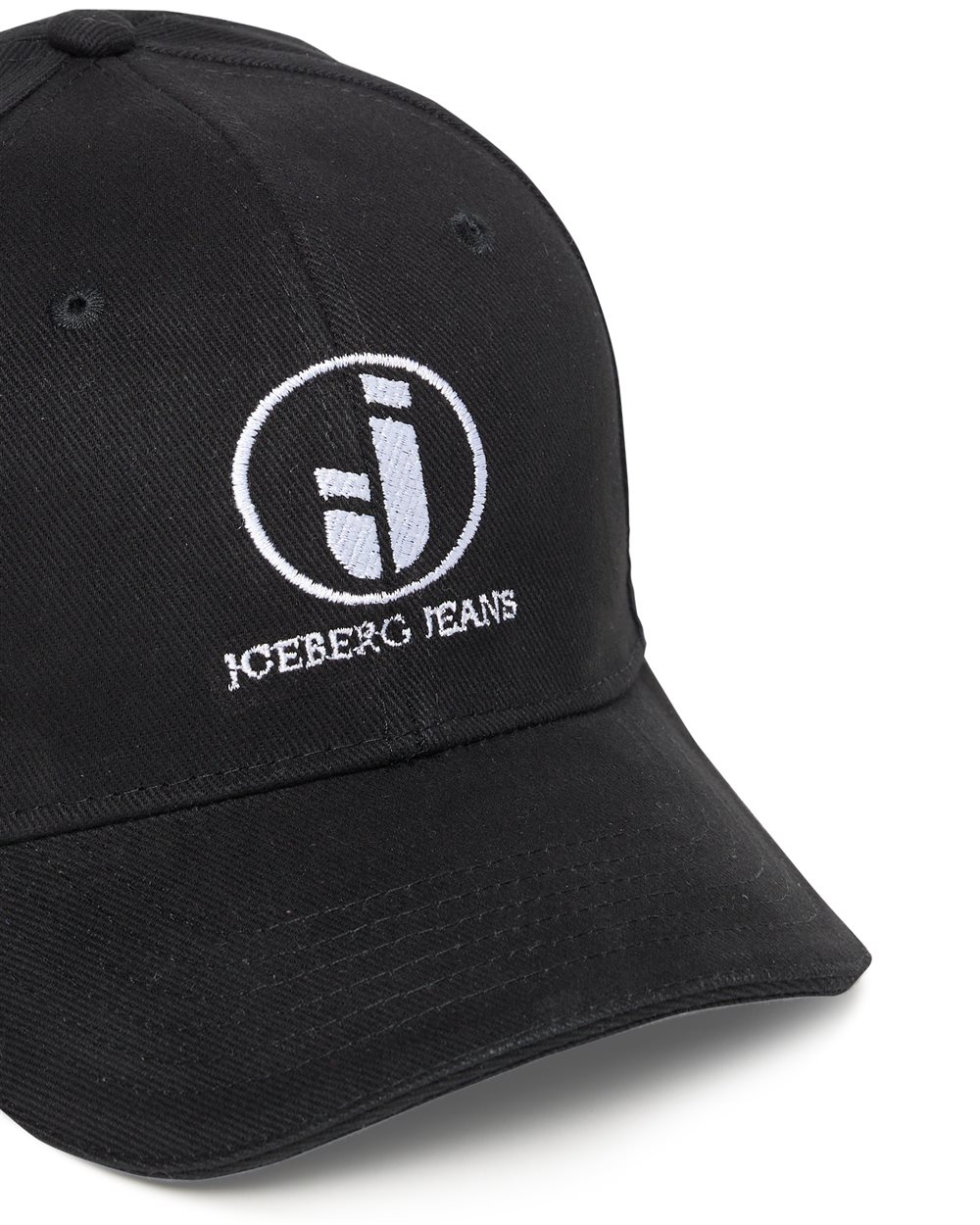 Black Cotton Gabardine Baseball Cap with IJ Logo Embroidery - Iceberg - Official Website