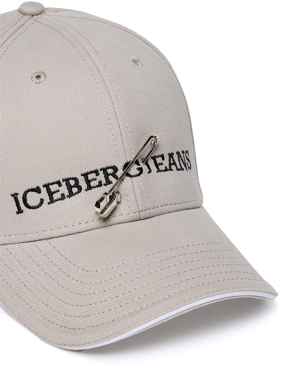 Baseball cap in ivory cotton gabardine - Iceberg - Official Website