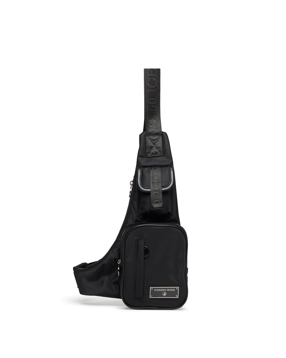 Black nylon body bag with enameled metal Iceberg logo - Iceberg - Official Website