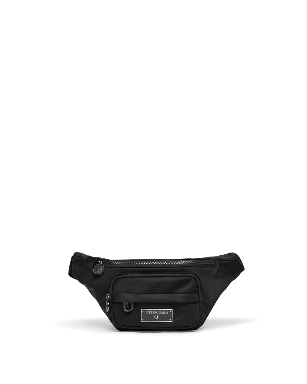 Black nylon bum bag with enameled metal Iceberg logo plaque - Iceberg - Official Website