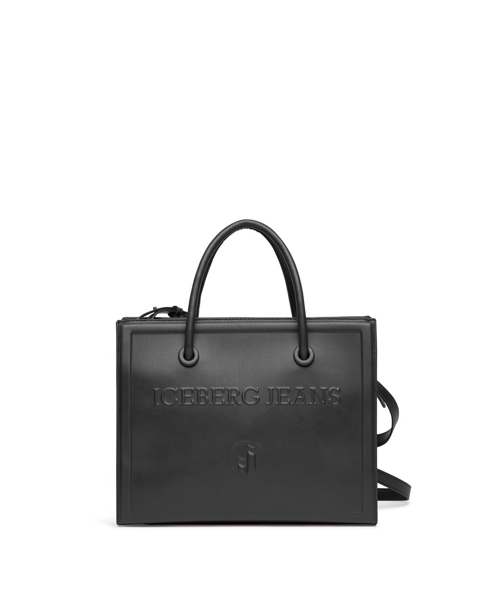 Black faux leather tote bag with Iceberg logo print - Iceberg - Official Website