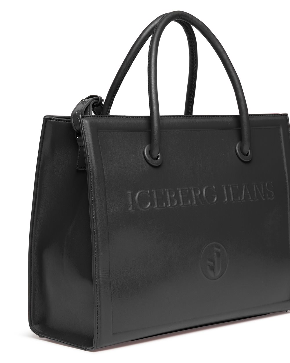 Black faux leather tote bag with Iceberg logo print - Iceberg - Official Website