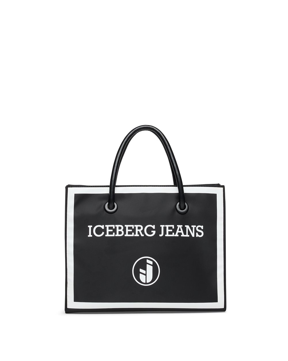 Nylon tote bag with logo tag print: functionality and contrasting character - Iceberg - Official Website