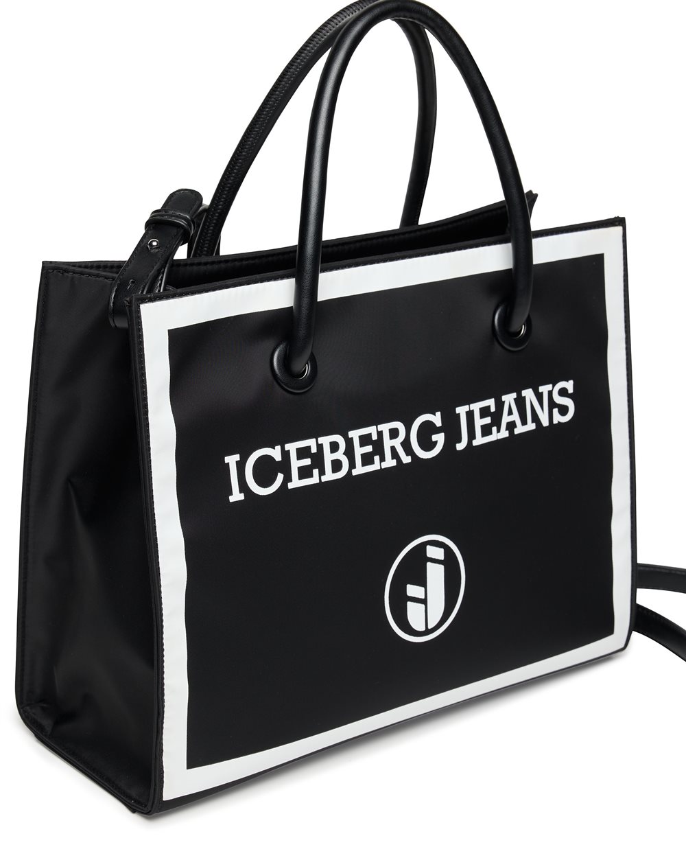 Nylon tote bag with logo tag print: functionality and contrasting character - Iceberg - Official Website