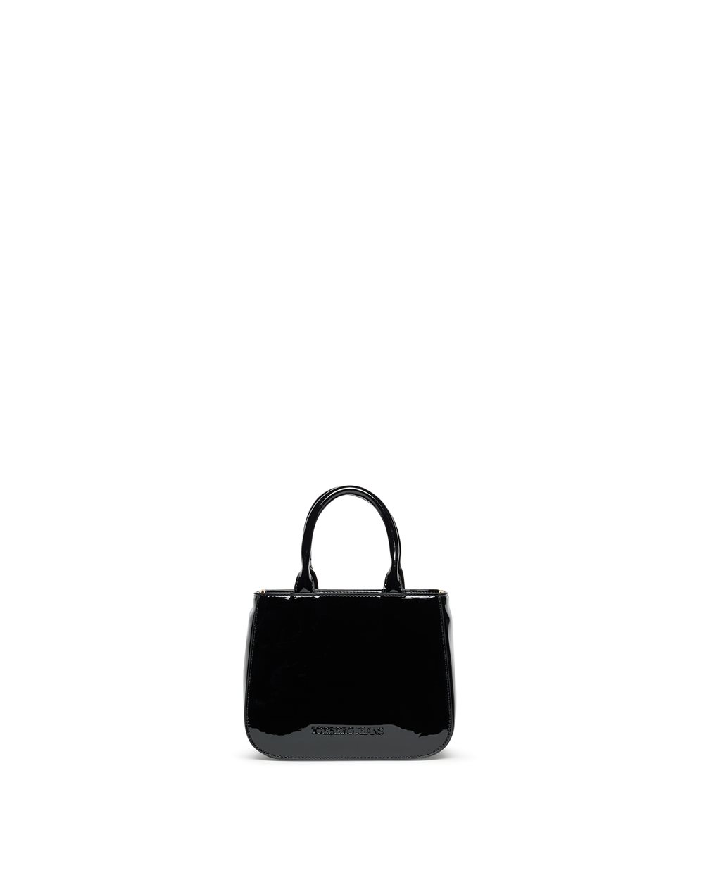 Mini tote bag in shiny black patent eco-leather: compact elegance with precious details - Iceberg - Official Website