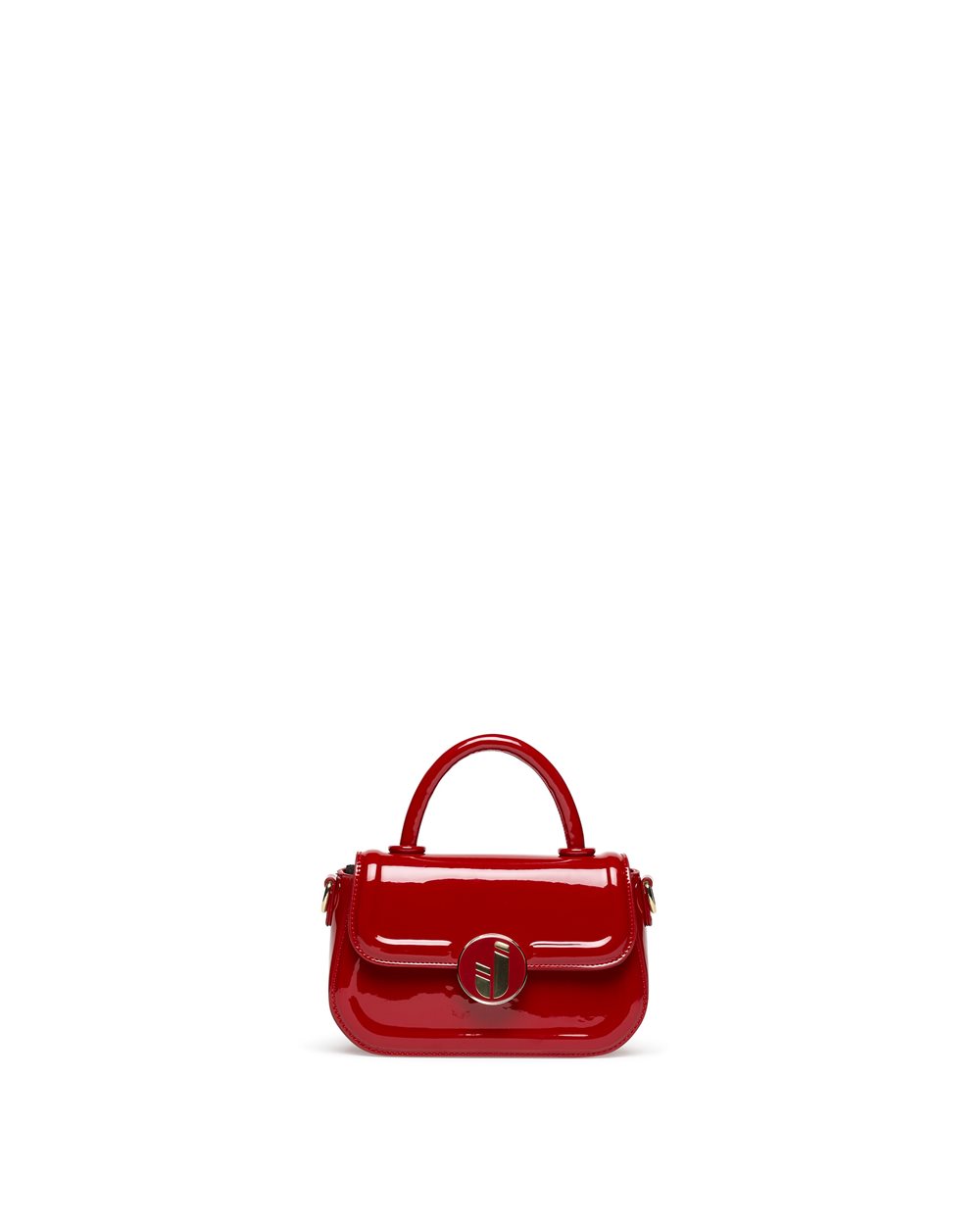 Mini tote bag in shiny red patent leather: compact elegance with precious details - Iceberg - Official Website