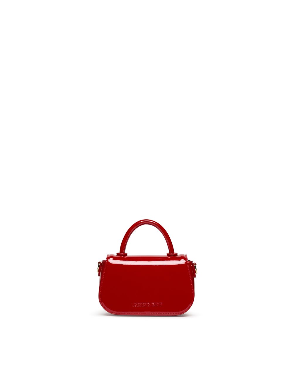 Mini tote bag in shiny red patent leather: compact elegance with precious details - Iceberg - Official Website