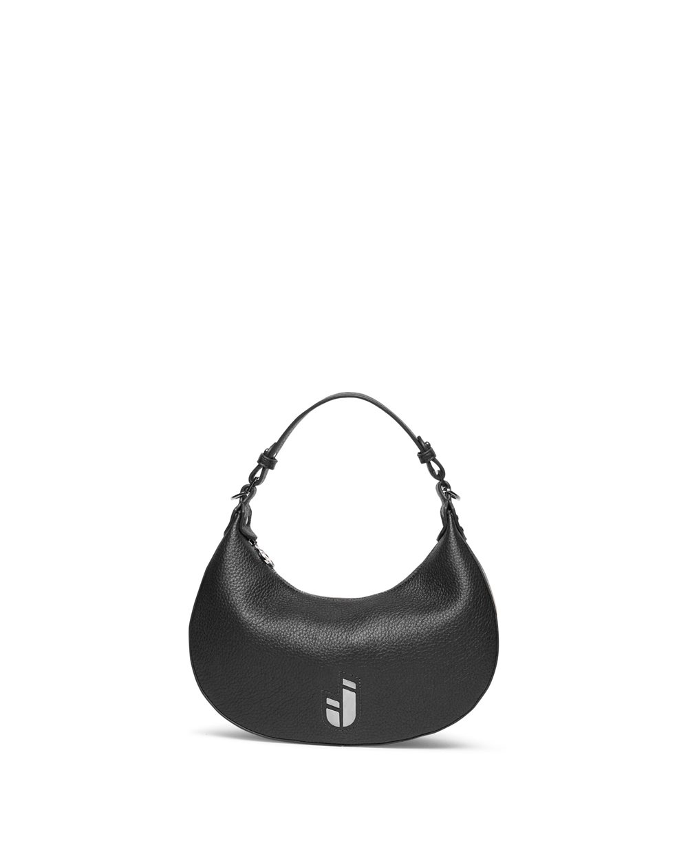 Black grained faux leather hobo bag with Iceberg logo plaque - Iceberg - Official Website