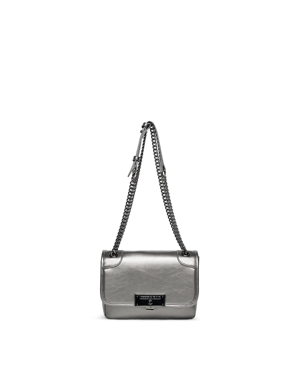 Silver faux leather crossbody bag with Iceberg logo plaque - Iceberg - Official Website
