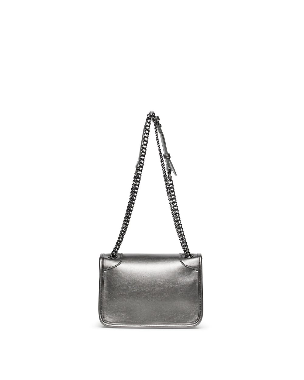 Silver faux leather crossbody bag with Iceberg logo plaque - Iceberg - Official Website