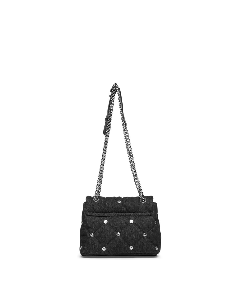 Black Quilted Cotton Denim Canvas Crossbody with Logo Details - Iceberg - Official Website
