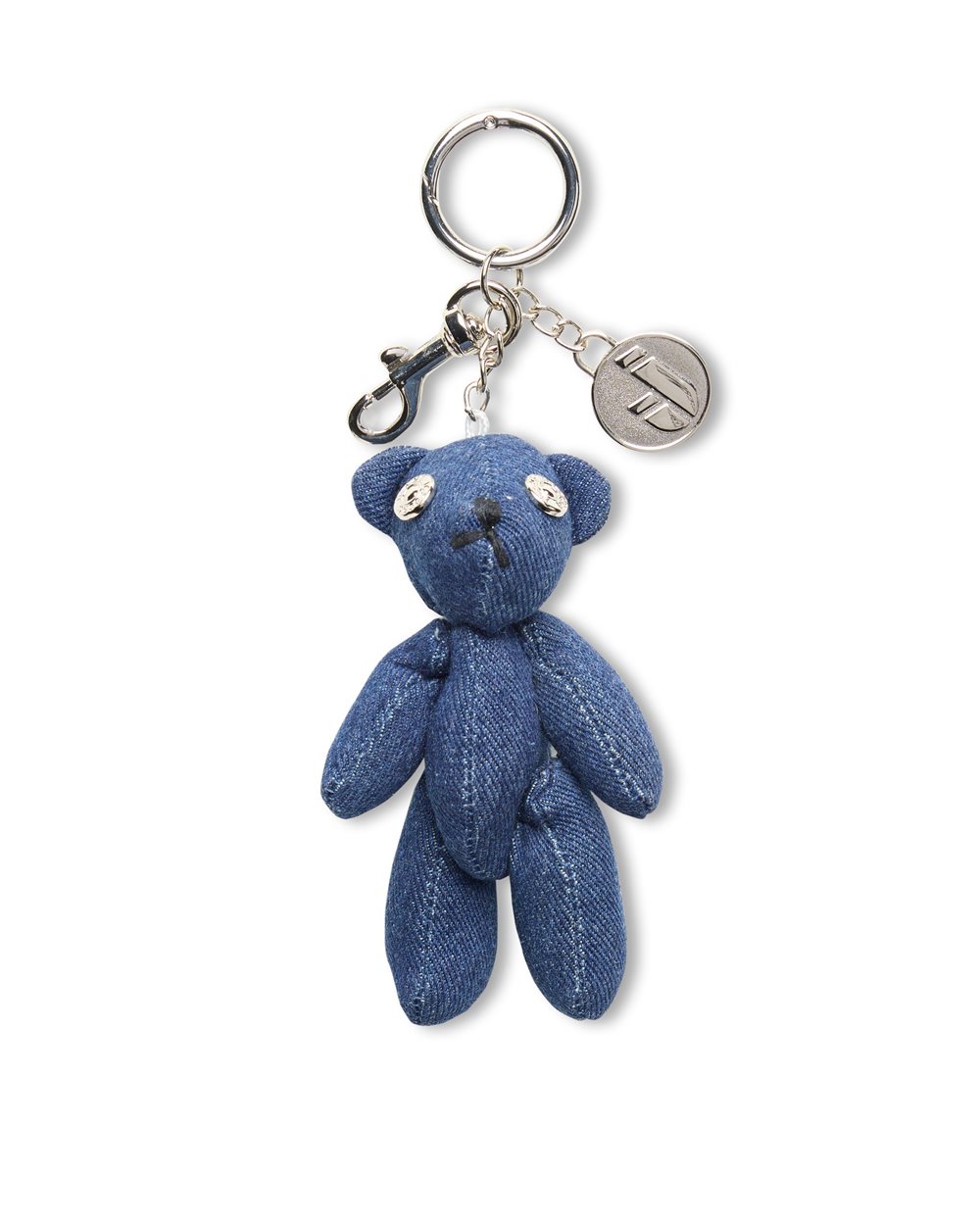Key Holder Teddy Bear in Indigo Cotton Denim Canvas with IJ Logo Pendant - Iceberg - Official Website