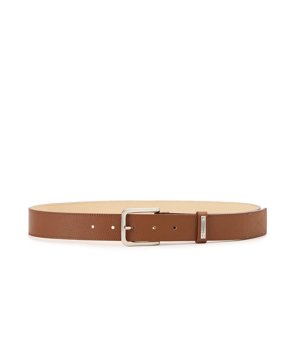 Hazelnut hammered leather belt: artisanal elegance with distinctive details - Iceberg - Official Website