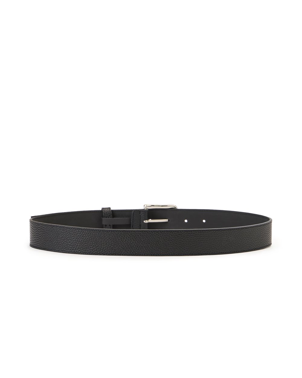 Black hammered leather belt: artisanal elegance with distinctive details - Iceberg - Official Website